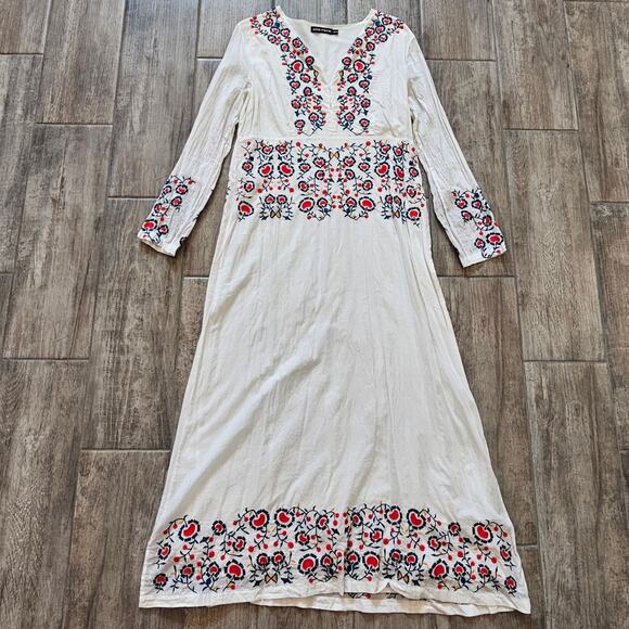 Antik Batik Daylee Long Dress Size M Floral Embroidered Boho Maxi V-Neck Boho - Picture 1 of 14